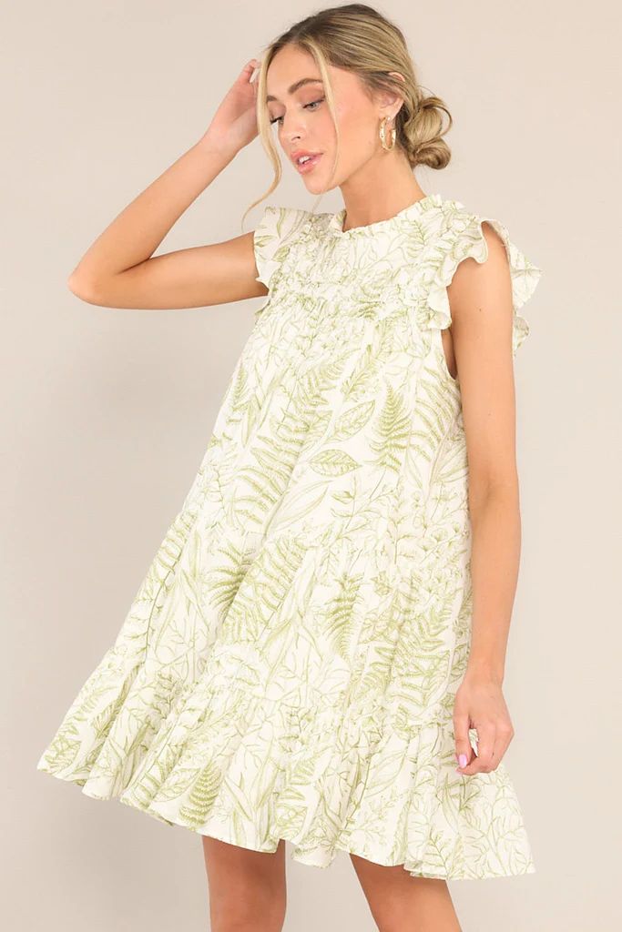 Incredible Moments Green Floral Print Cotton Dress | Red Dress