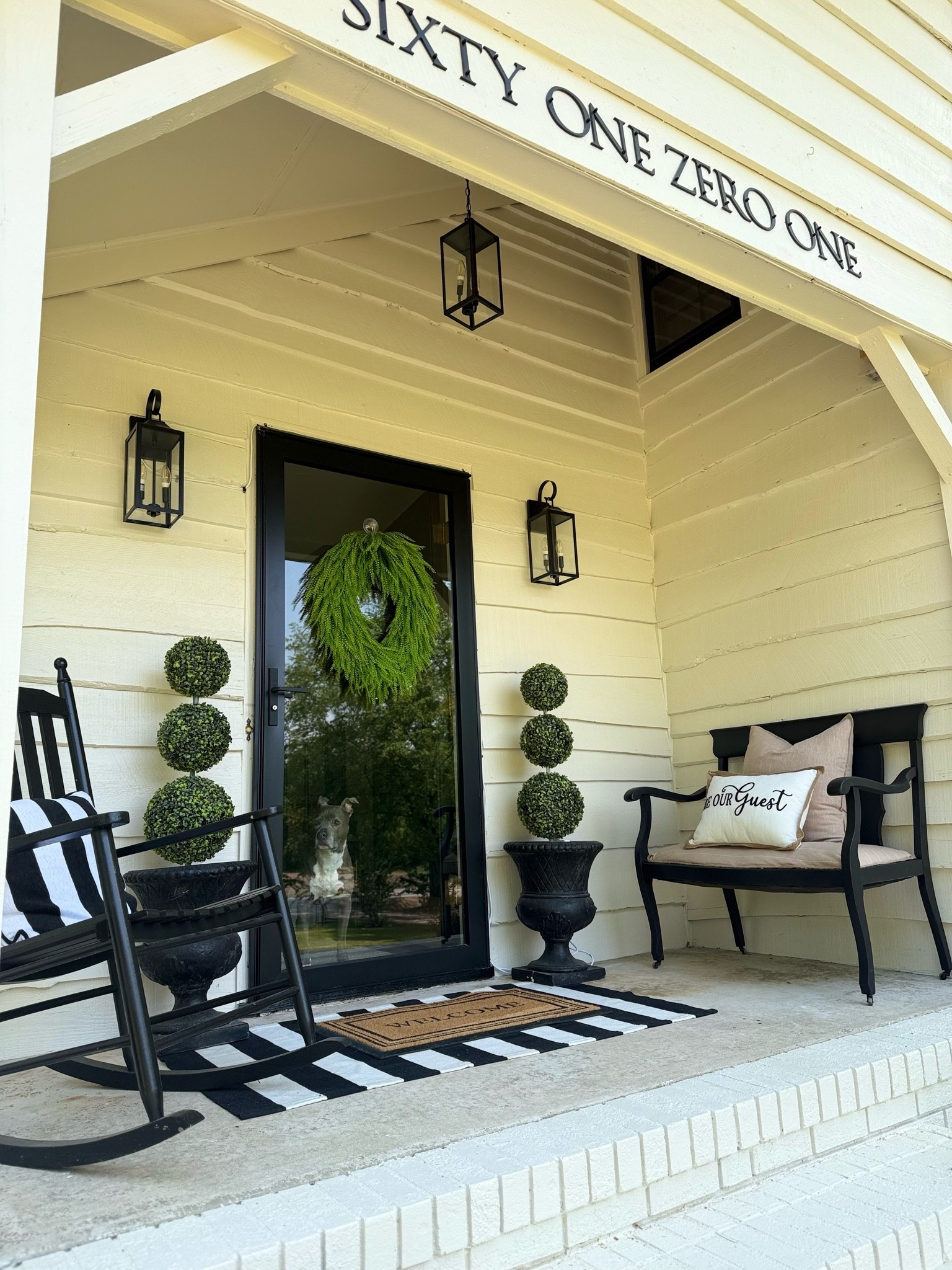 Southern Modern Farmhouse Style— simplicity is my favorite style! Classic and Timeless. Front porch decor  #modernfarmhouse #black&whitedecor #pridgensfarmhouse
#inspodecor #interiordesigner

#LTKHome #LTKSeasonal #LTKSaleAlert
