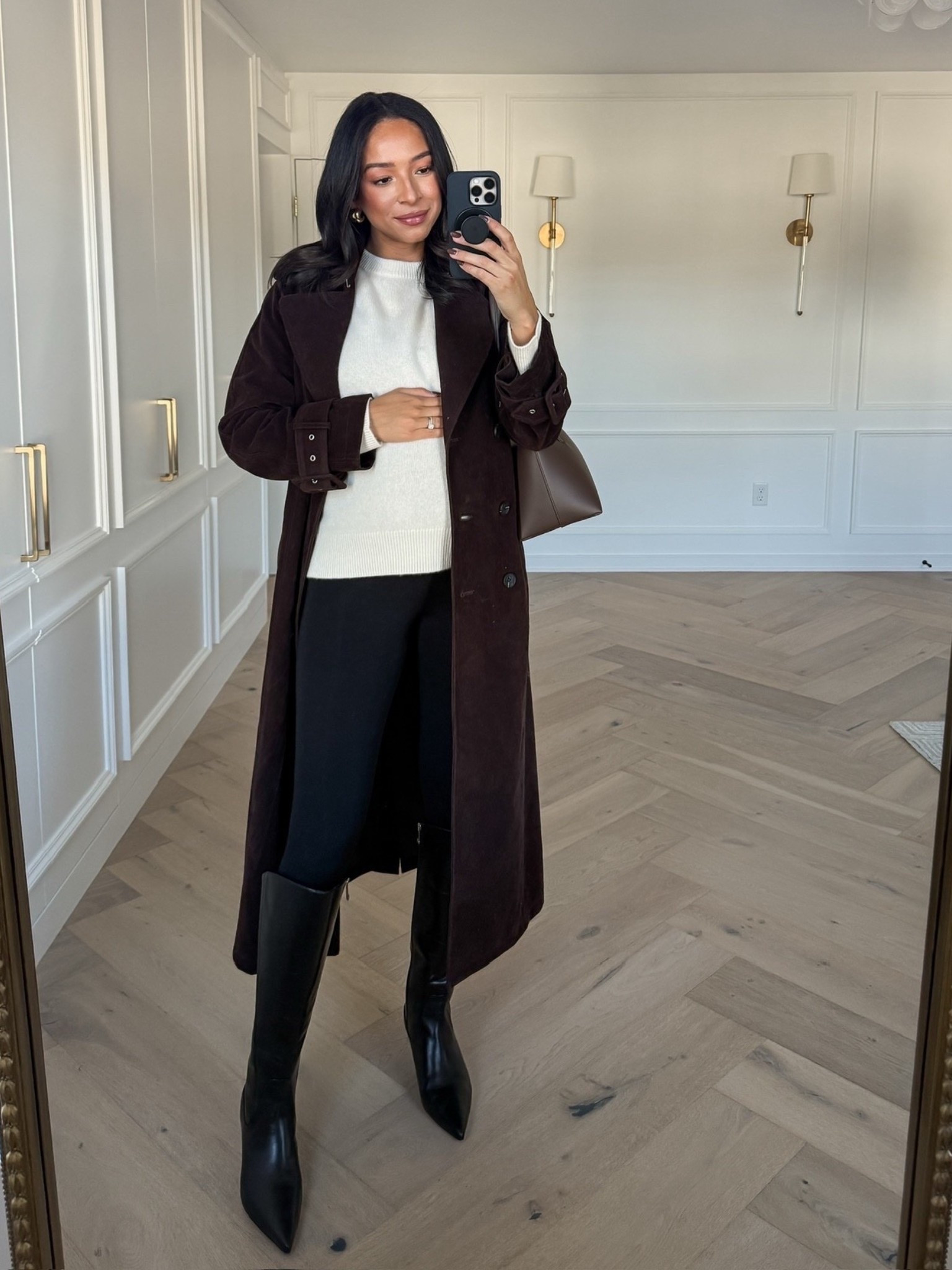 Bump friendly fall capsule wardrobe 🍂 wearing size S cream sweater, size S suede trench coat, size S black leggings, knee high boots fit tts 

Fall outfit 
Fall fashion 
Fall essentials 
Closet staples 
Closet essentials
Outfit idea
Outfit inspo 

#LTKSeasonal #LTKStyleTip #LTKBump