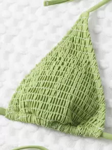 Smocked Micro Triangle Tie Side Bikini Swimsuit
   SKU: swswim23210401765      
          (9999+ ... | SHEIN