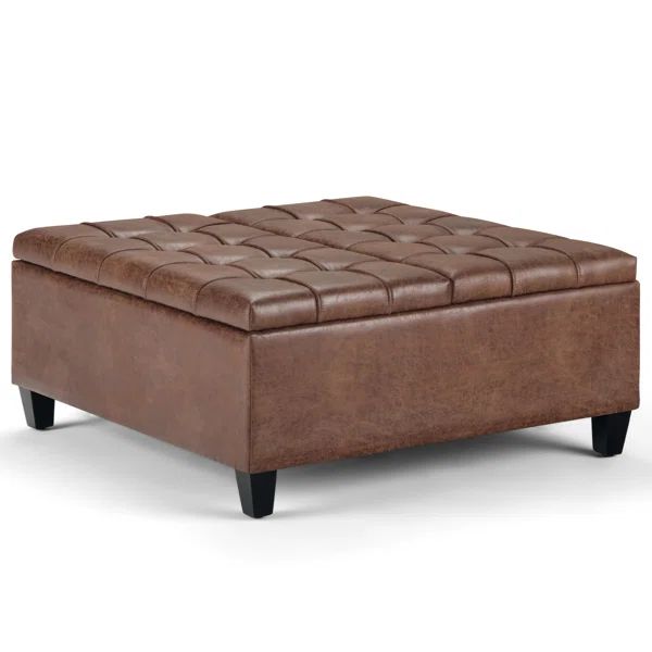 Halvorsen Vegan Leather Storage Ottoman | Wayfair North America