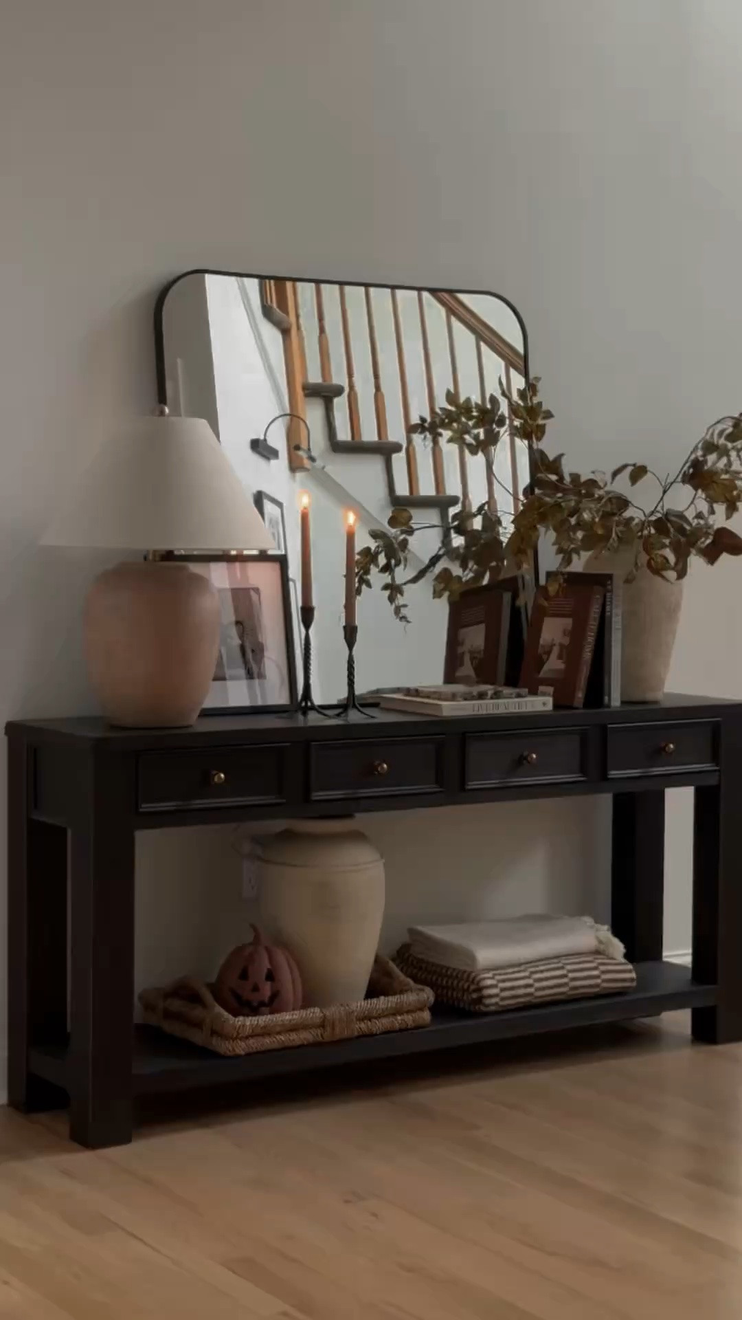 Fall entryway decor, false stems, table lamp, consult table decor, fall console table styling, sideboard decor, entryway mirror, entryway lamp

#LTKHome