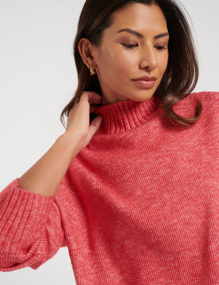 Pink Knitted Funnel Neck Jumper | Nobody's Child
