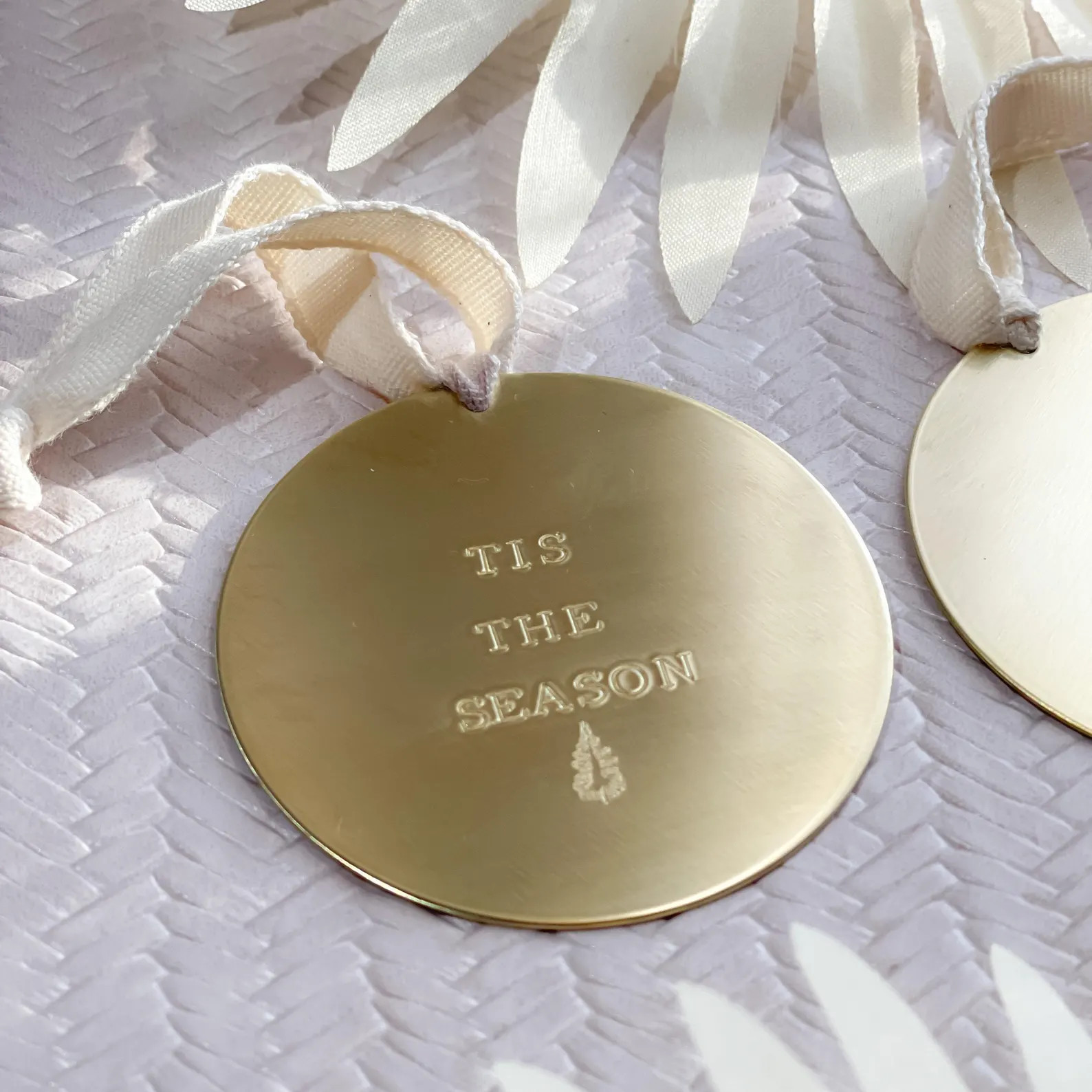 Custom Brass Ornament, Hand Stamped Personalized Christmas Ornament, Modern Gold Ornament, Gift f... | Etsy (US)