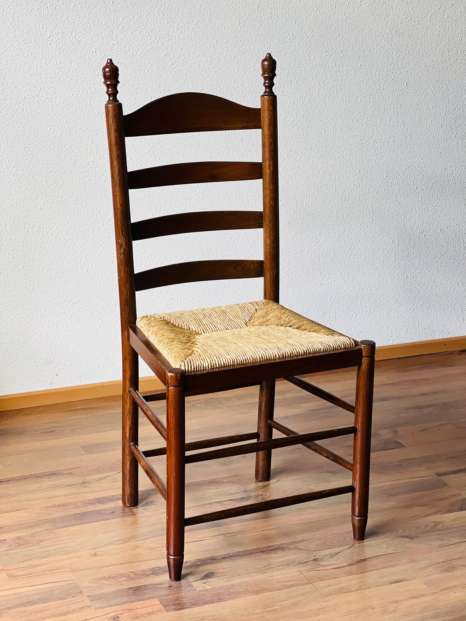 4 Rush Seat Ladder Back Brutalist Oak Rush Seat Chairs | France | Vintage | Etsy (US)