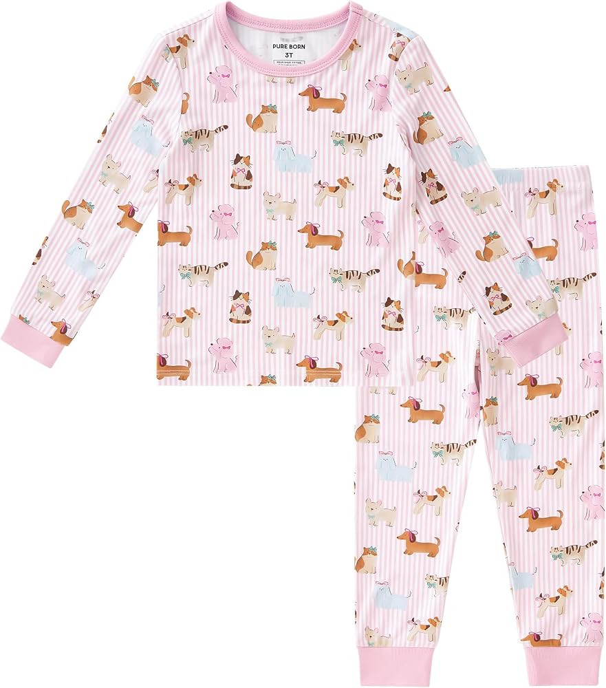 pureborn Baby Viscose from Bamboo Pajamas Set Toddler Girl Sleepwear 12M-8Y | Amazon (US)