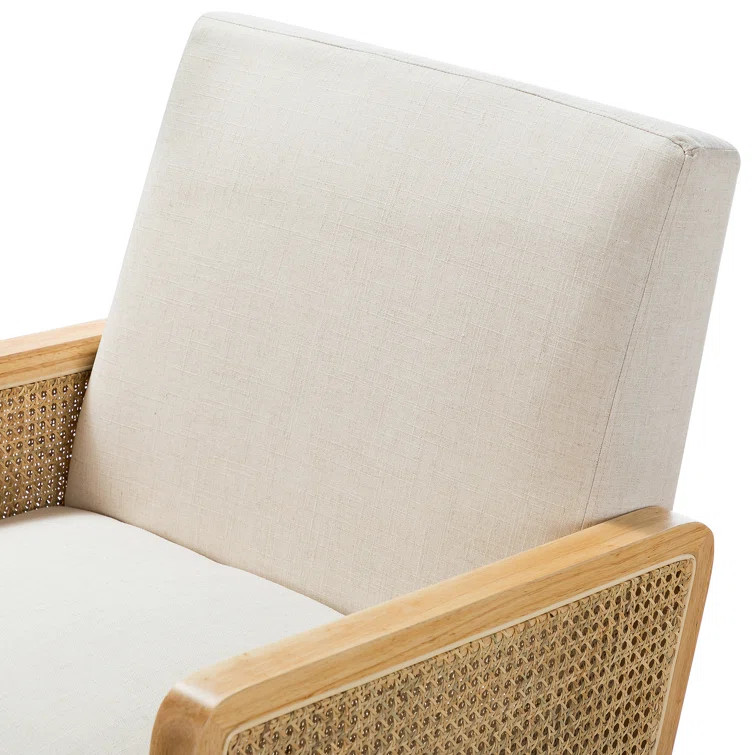 Esme Upholstered Accent Chair with Rattan Arms | Wayfair North America