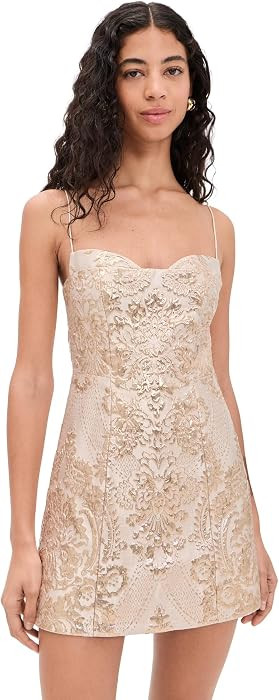 alice + olivia Women's Hallie Peekaboo Bust Lantern Mini Dress | Amazon (US)