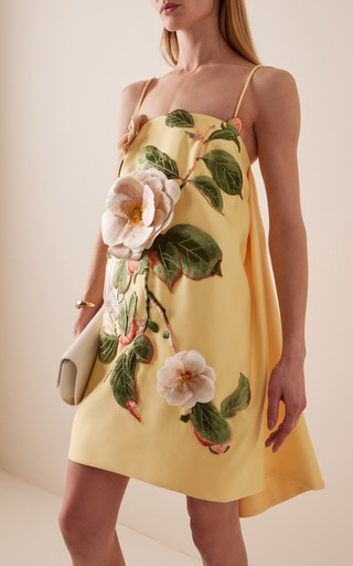 Felicia Appliquéd Camelia-Printed Mini Dress | Moda Operandi (Global)