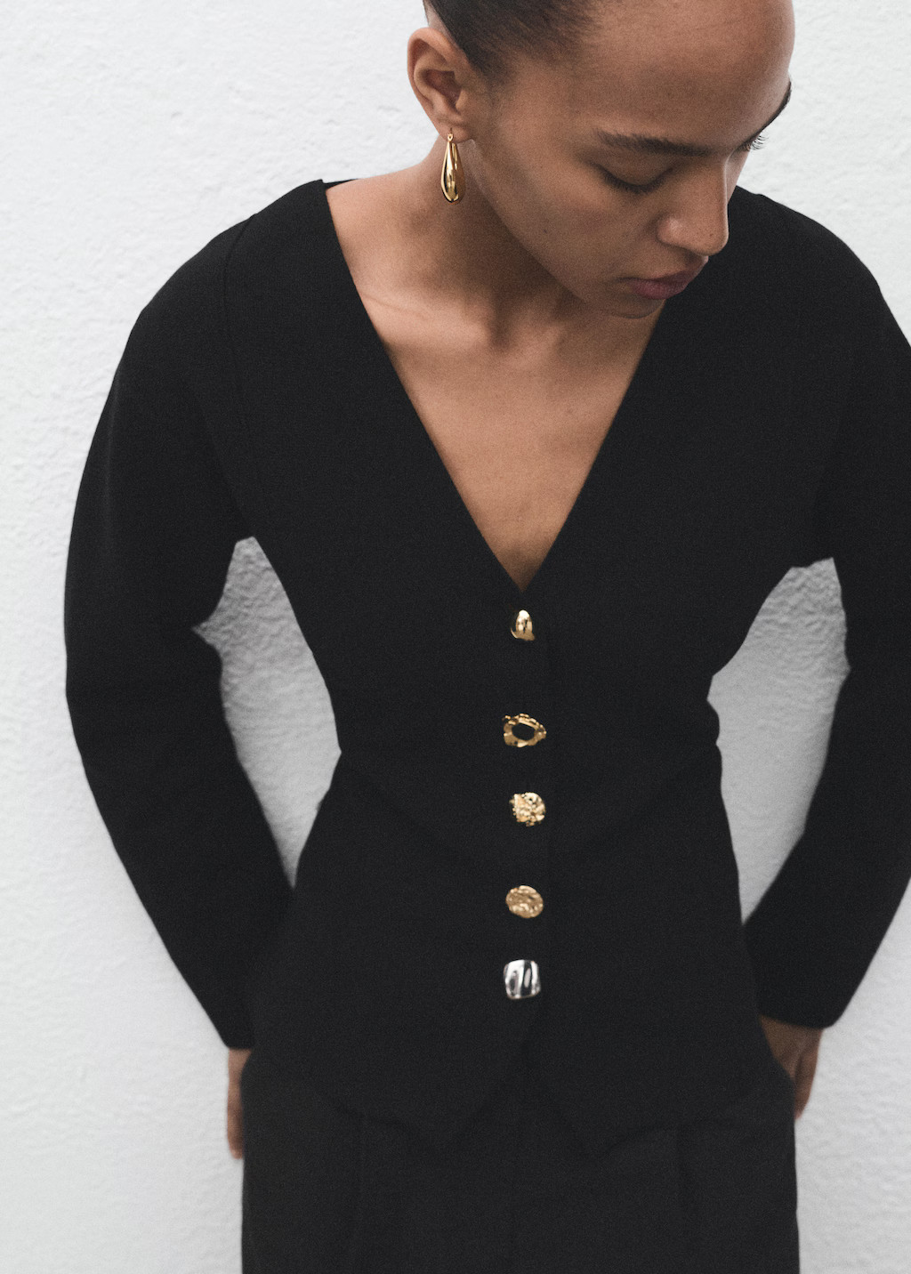 Knitted jacket with jewel buttons - Women | MANGO United Kingdom | MANGO (UK)