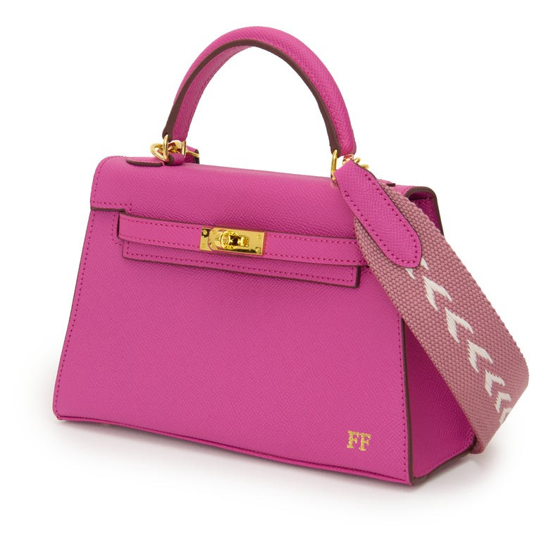 Lily & Bean Hettie Mini Bag -Rose Pink with Initials & Fabric Strap | Lily and Bean