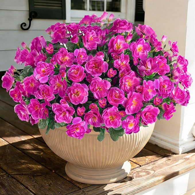 Ivydale Artificial Faux Outdoor Flowers Plants for Outside Spring Decoration, Fake Silk Fuchsia C... | Amazon (US)