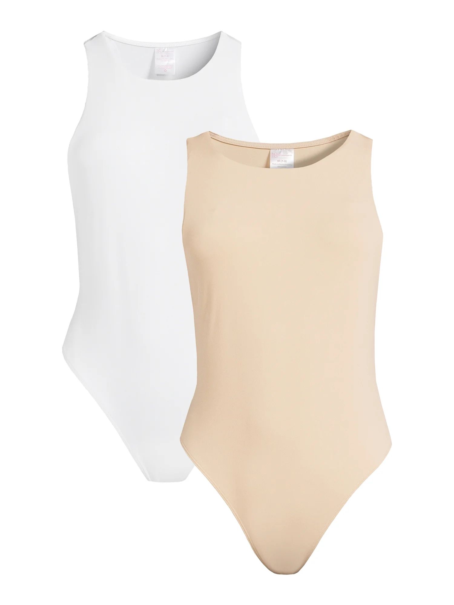 No Boundaries Juniors Double Layer High Neck Bodysuit, 2 Pack, Sizes XS-XXXL | Walmart (US)