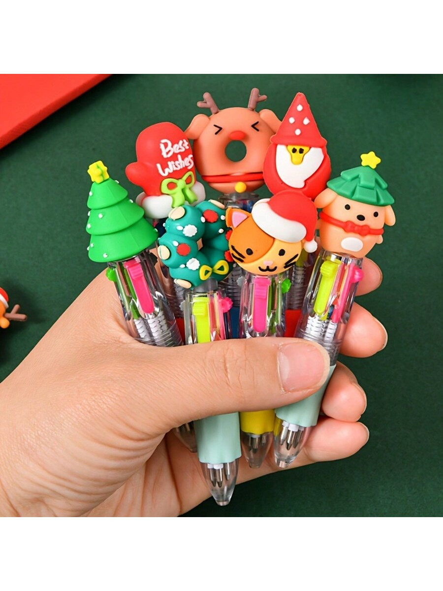 Christmas Decoration 6 Mini Christmas Ballpoint Pens - Cute Patterns Such As Santa Claus, Reindee... | SHEIN