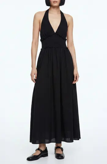 Love By Design Nina Patterned Halter Maxi Dress in Black at Nordstrom Rack, Size Medium | Nordstrom Rack