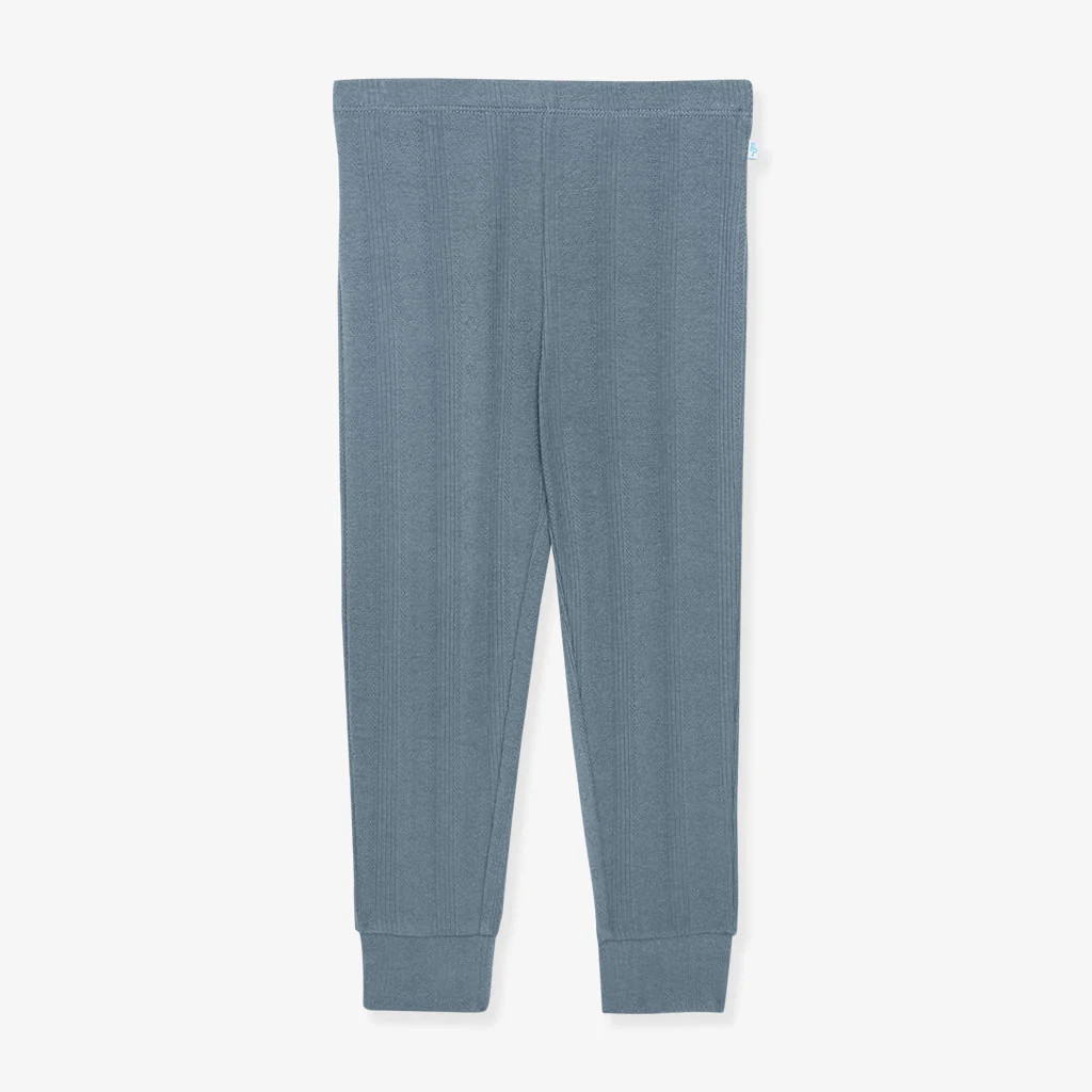 Solid Blue Long Slate Pointelle Leggings | Posh Peanut® | Posh Peanut