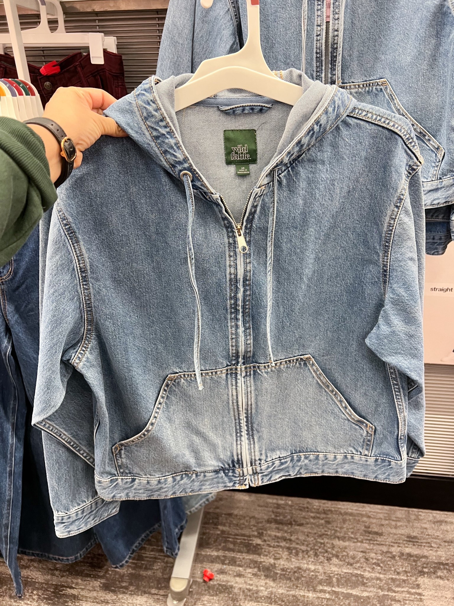 Jean jacket with a hoodie 