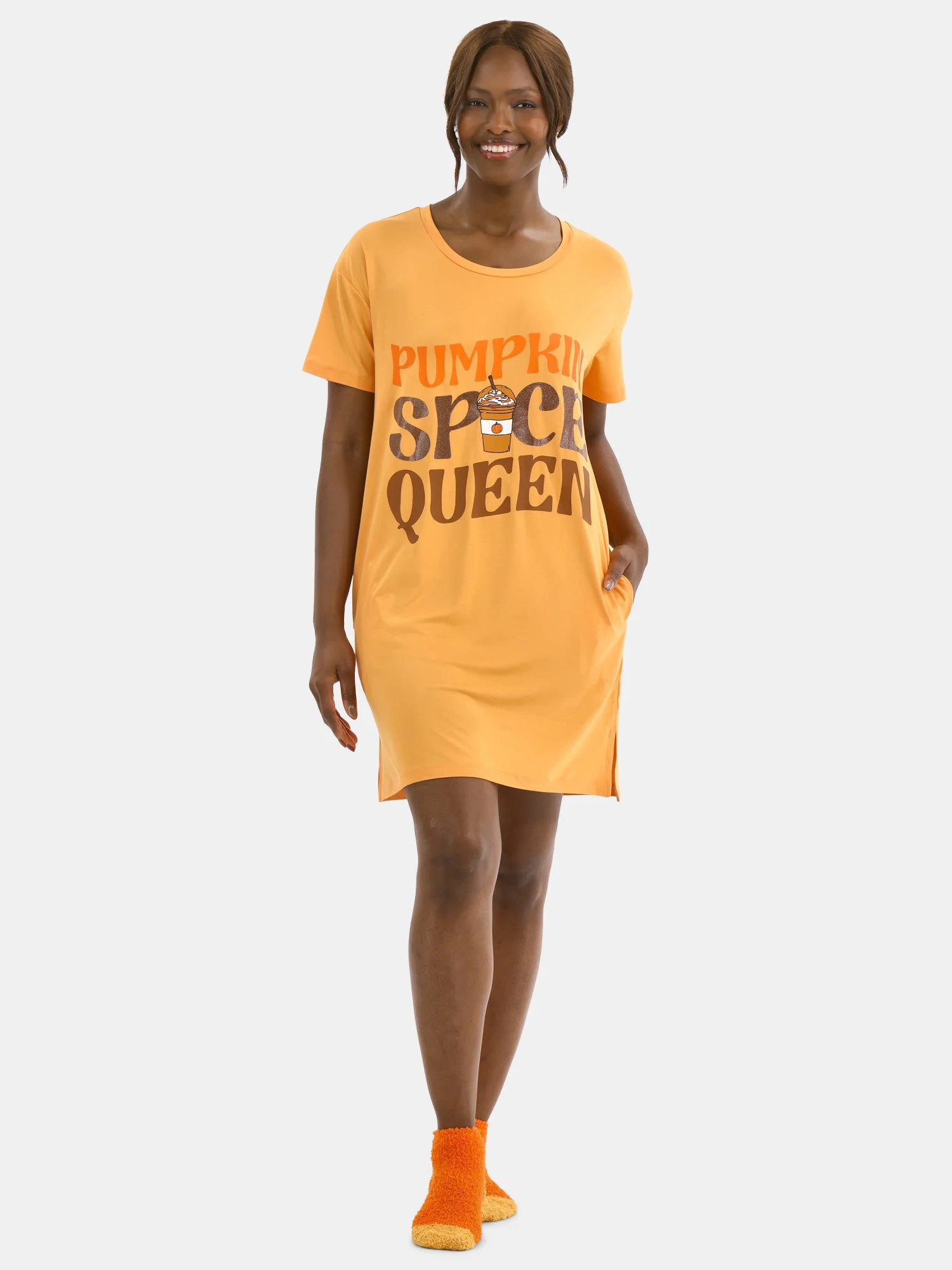 Halloween Women's Printed Sleepshirt Top and Socks Set from Way to Celebrate, 2-Piece, Sizes XS-3... | Walmart (US)