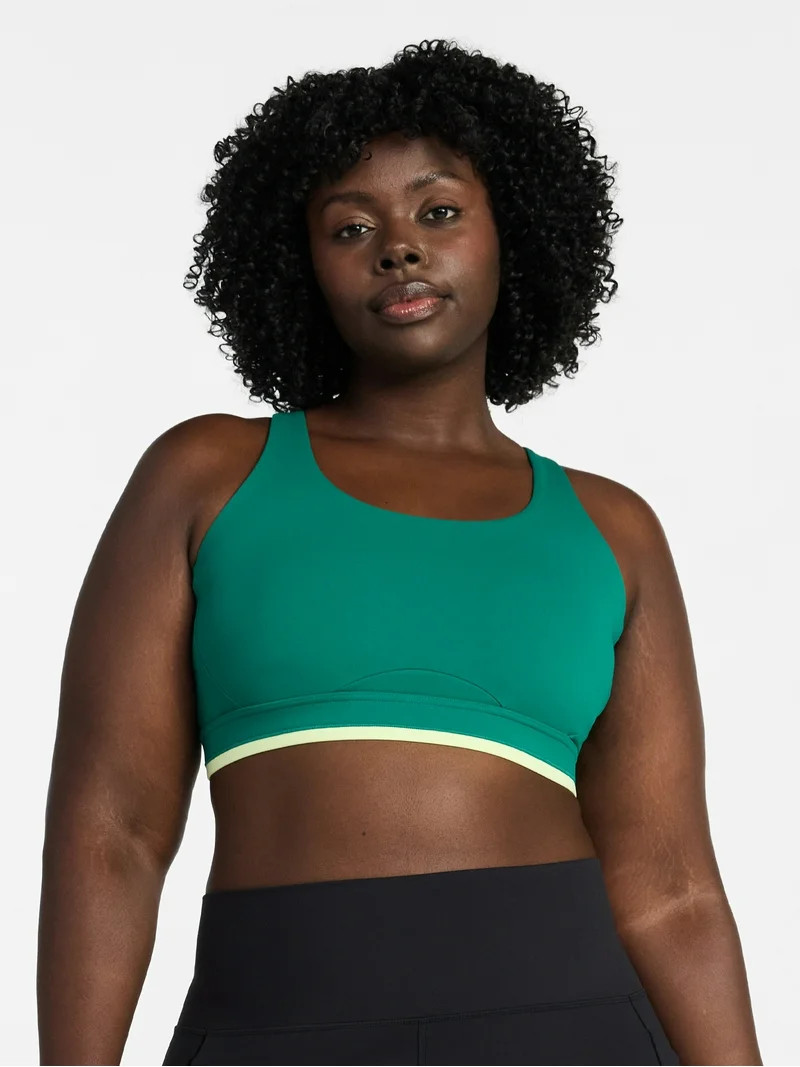 Avia Women's Medium Support Open Back and Contrast Tipping Sports Bra, XS-XXXL | Walmart (US)