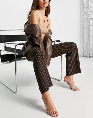 ASOS DESIGN ultimate straight pants with brown stripe | ASOS (Global)