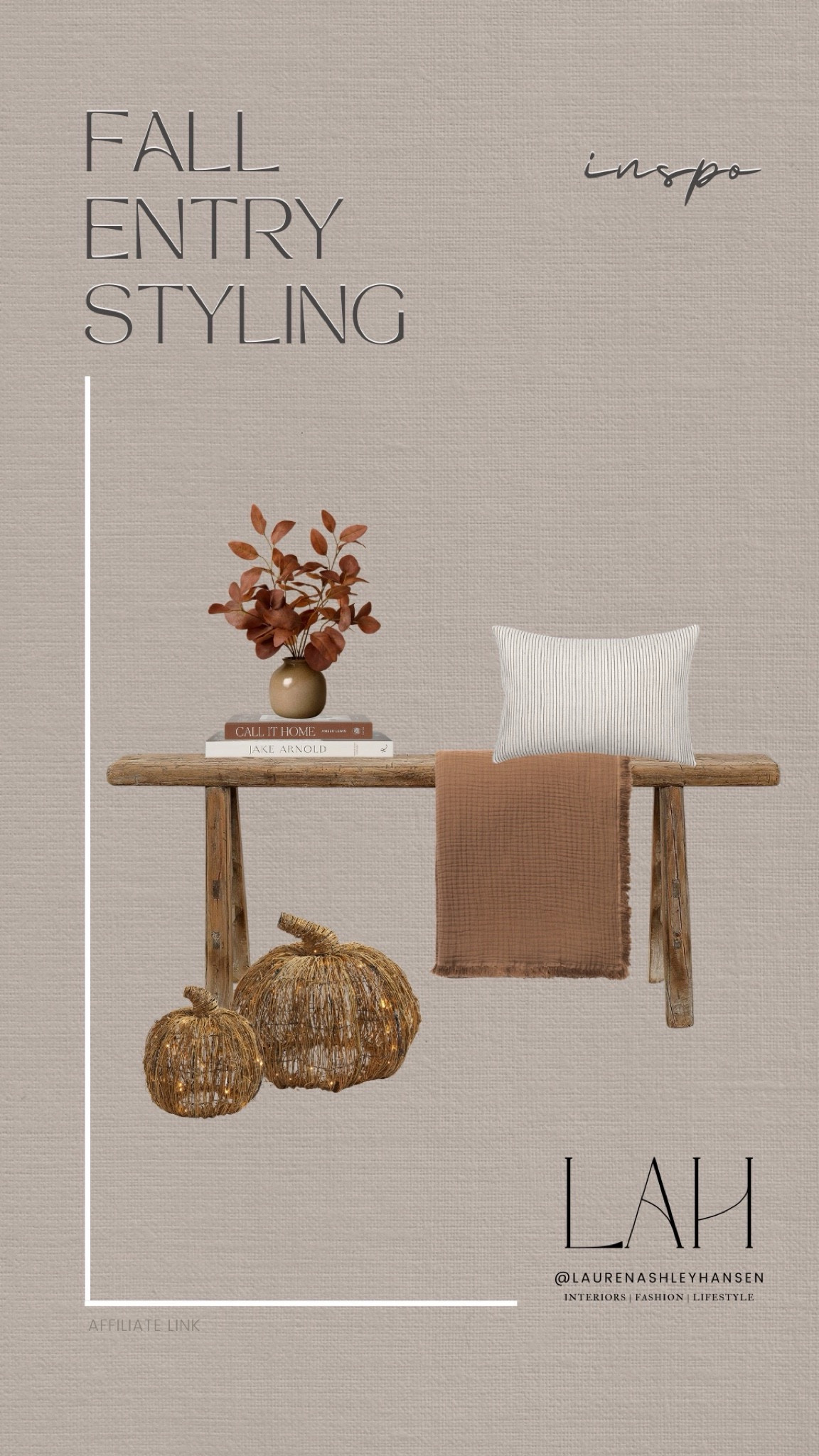 You guys have been loving this rustic noodle bench I added to our home last month! I wanted to show inspiration on how I would style it for the fall season! I would add my favorite seasonal throw blanket, a pillow, some florals and a few pumpkins for a balanced and festive look! 

#LTKStyleTip #LTKHome