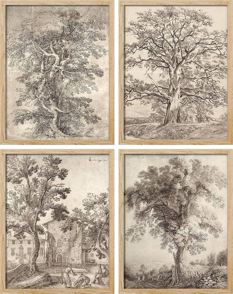 SIGNWIN Poster Forest Tree Sketches Sepia Duotone Wilderness Nature Illustrations Fine Art Decora... | Amazon (US)