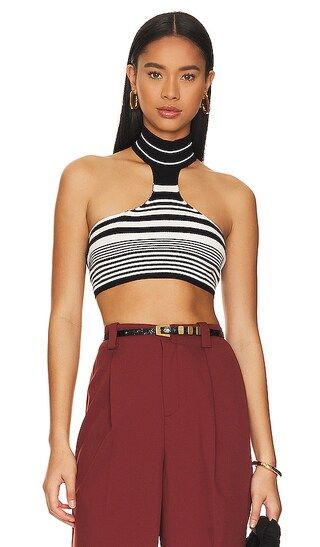 Kiara Backless Crop Top in Black & White Stripe | Revolve Clothing (Global)