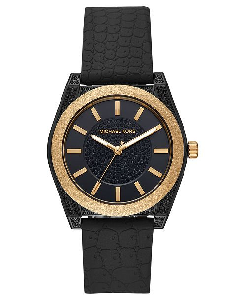 Michael Kors Women's Channing Black Silicone Strap Watch 40mm  & Reviews - Watches - Jewelry & Wa... | Macys (US)