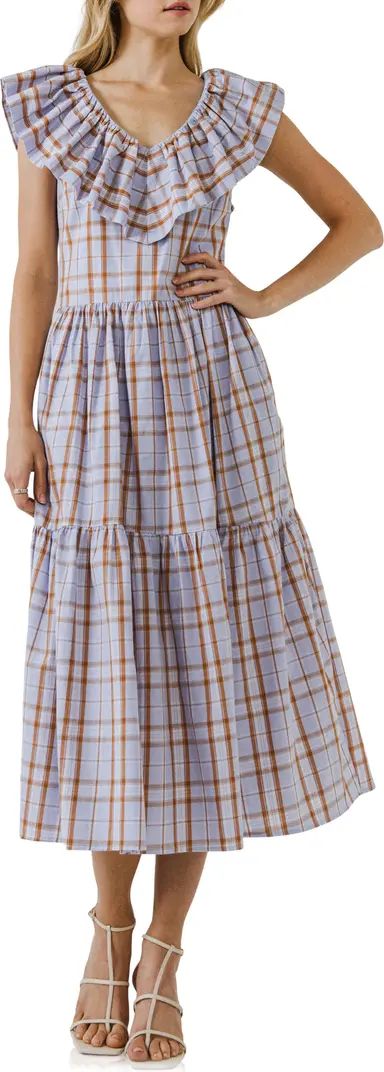 English Factory Plaid Ruffle Cotton Dress | Nordstrom | Nordstrom
