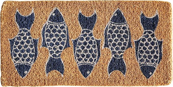 Creative Co-Op Natural Coir Doormat with Fish Images | Amazon (US)