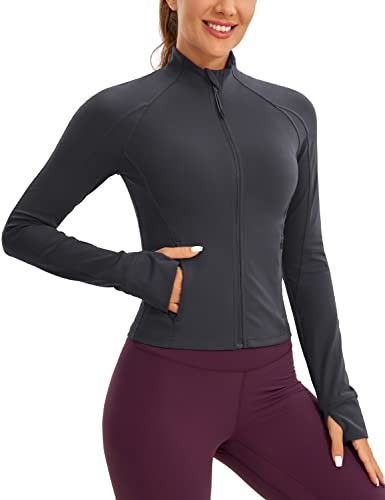 CRZ YOGA Butterluxe Waist Length Jackets for Women - Full Zip Athletic Track Tops with Thumb Hole... | Amazon (US)