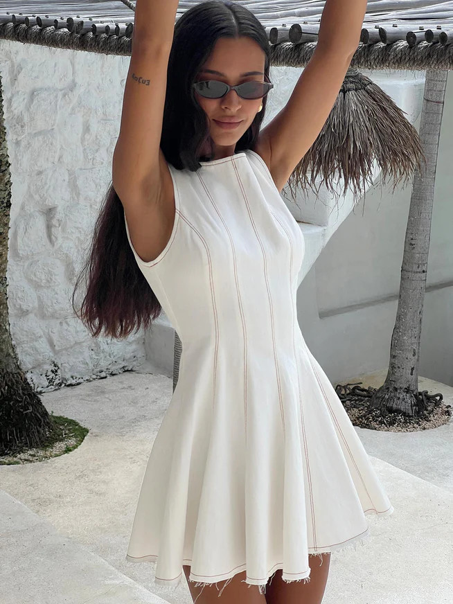 Composure Pleat Mini Dress White | Princess Polly US