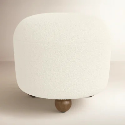 17"H Beige Round Ottoman With Ball Feet | Wayfair North America