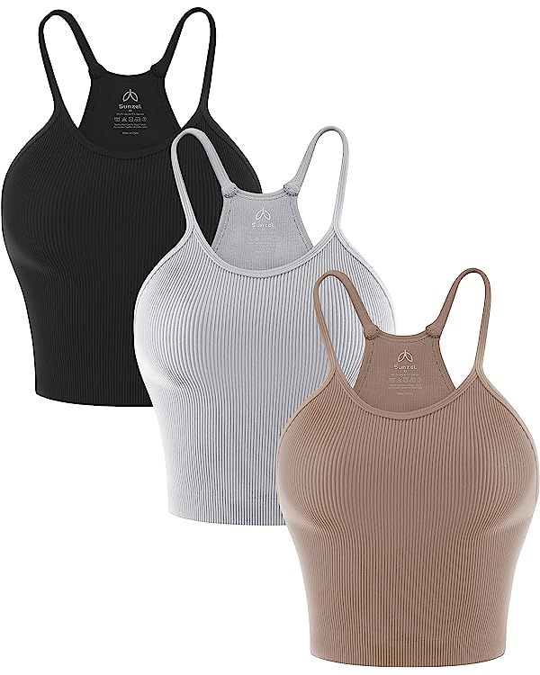 Sunzel Free to Be Tank, Crop Ribbed Tank Tops Seamless Racerback Camisoles No pad Camis Cropped W... | Amazon (US)