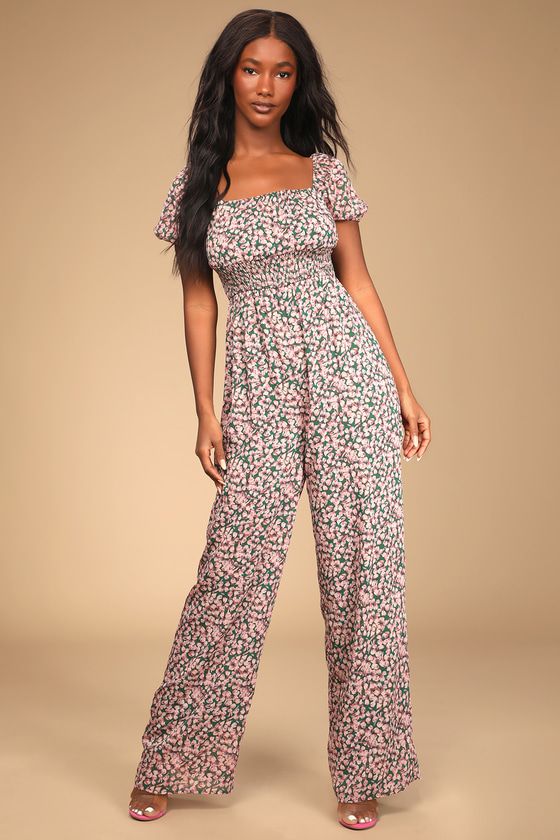 Suited for Sunshine Green and Pink Floral Print Jumpsuit | Lulus (US)