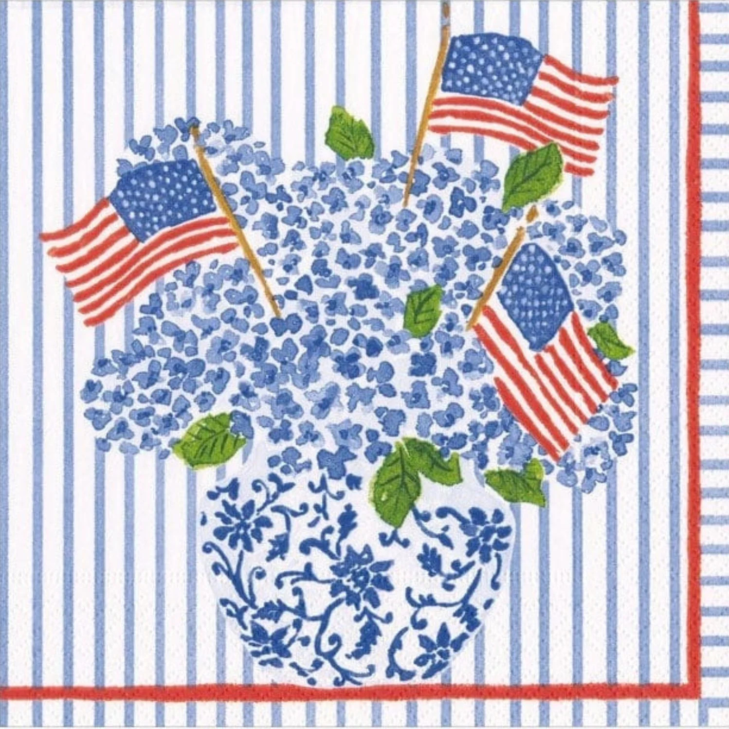 Flags and Hydrangeas Cocktail Napkin by Caspari | Mariposa