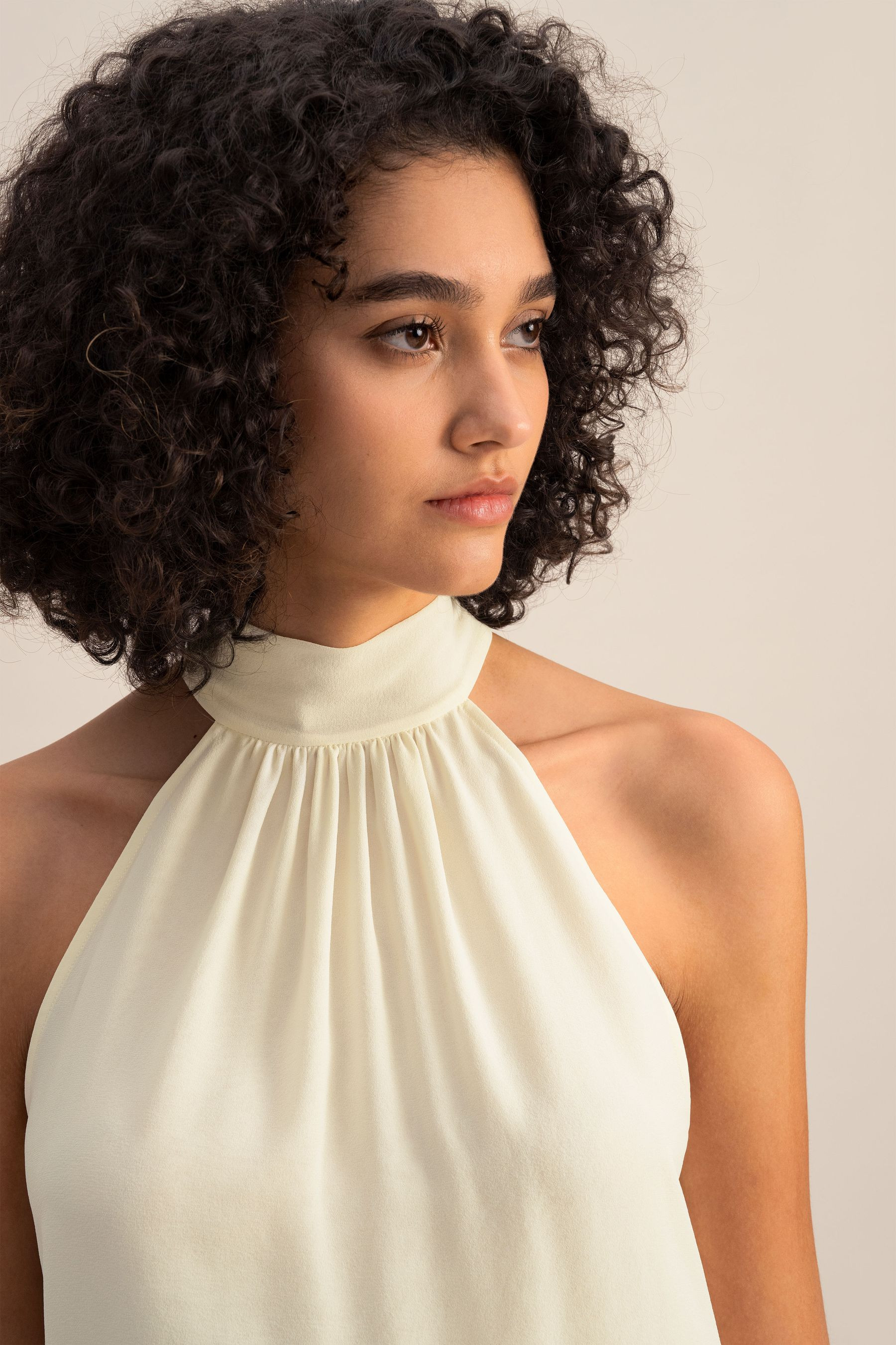 Silk Georgette Top With Halter Neck | LILYSILK