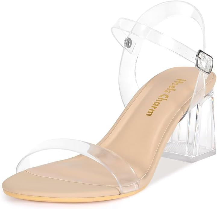 Heels Charm Women's Chunky Block Heeled Sandals 2.56 Inches Open Toe Ankle Strap Block High Heel ... | Amazon (US)