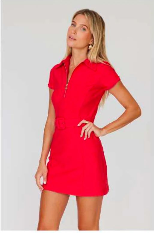 Everyday Belted Dress-Red | Game Set