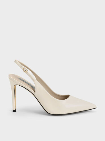 Chalk Stiletto Heel Slingback Pumps | CHARLES & KEITH | Charles & Keith US