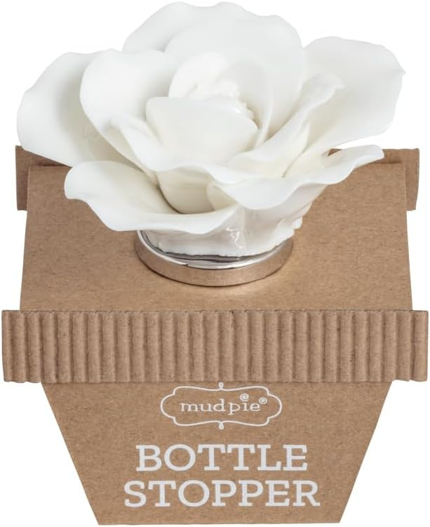 Mud Pie Stoneware White Flower Bottle Stopper | Amazon (US)