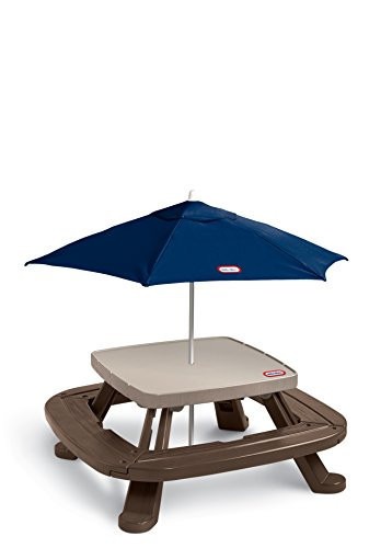 Little Tikes Fold 'n Store Picnic Table with Market Umbrella, Brown (632433M) | Amazon (US)