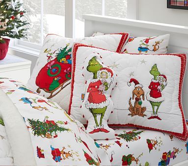 Dr. Seuss’s The Grinch & Max™ Organic Flannel Sheet Set & Pillowcases | Pottery Barn Kids | Pottery Barn Kids