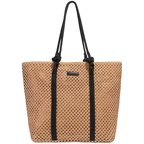 Straw Bags For Women, Crochet Beach Bag Large Woven Shoulder Purse Handbag, Beach Tote Straw Bag ... | Amazon (US)