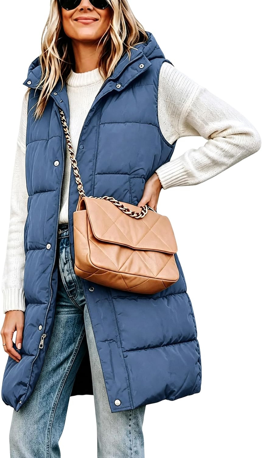 Tanming Women's Long Puffer Vest with Removable Hood | Amazon (US)