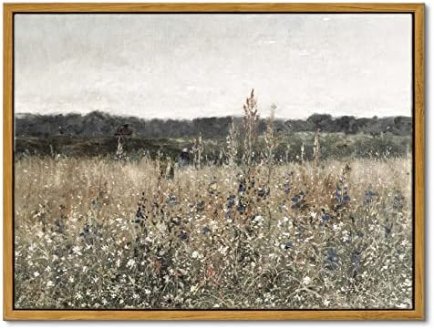 InSimSea Framed Canvas Wall Art Vintage Decor, Classical Oil Painting Canvas Prints Champ fleuri ... | Amazon (US)