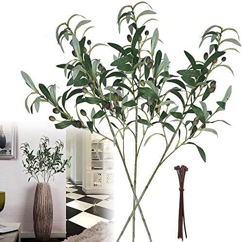 Artificial Plants Greenery Olive Branches Stems Fake Plants Green Leaves Fruits Branch Leaves for Ho | Amazon (US)