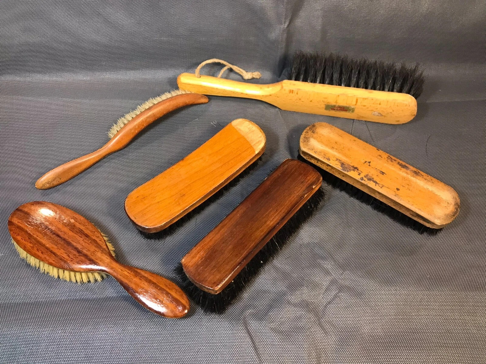 Set of 6 vintage old brushes with wooden handle hair polish | eBay | eBay US