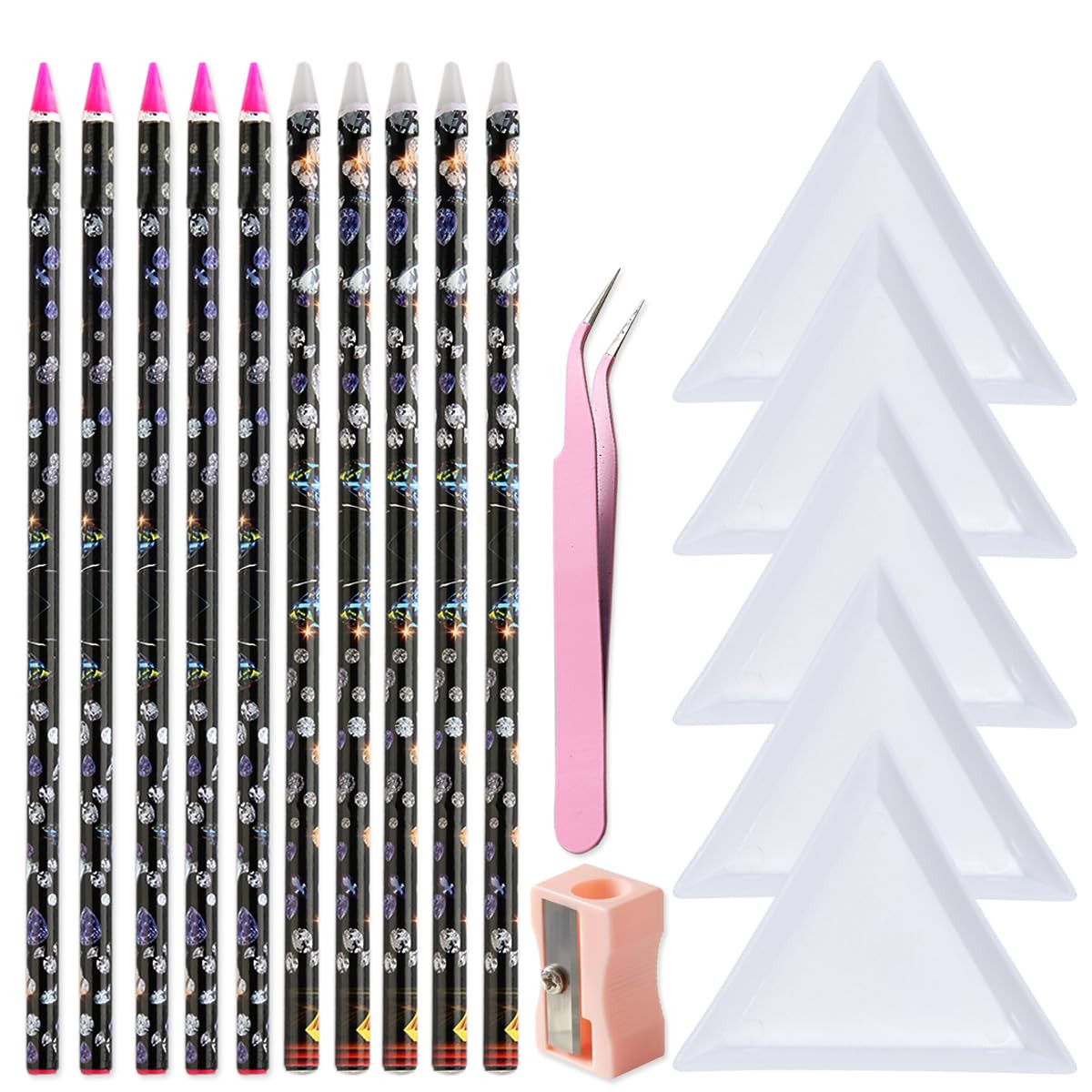 Fcozpjk Wax Pencil for Rhinestones With Tray Long Gems Picker Pencil 10PCS | Amazon (US)