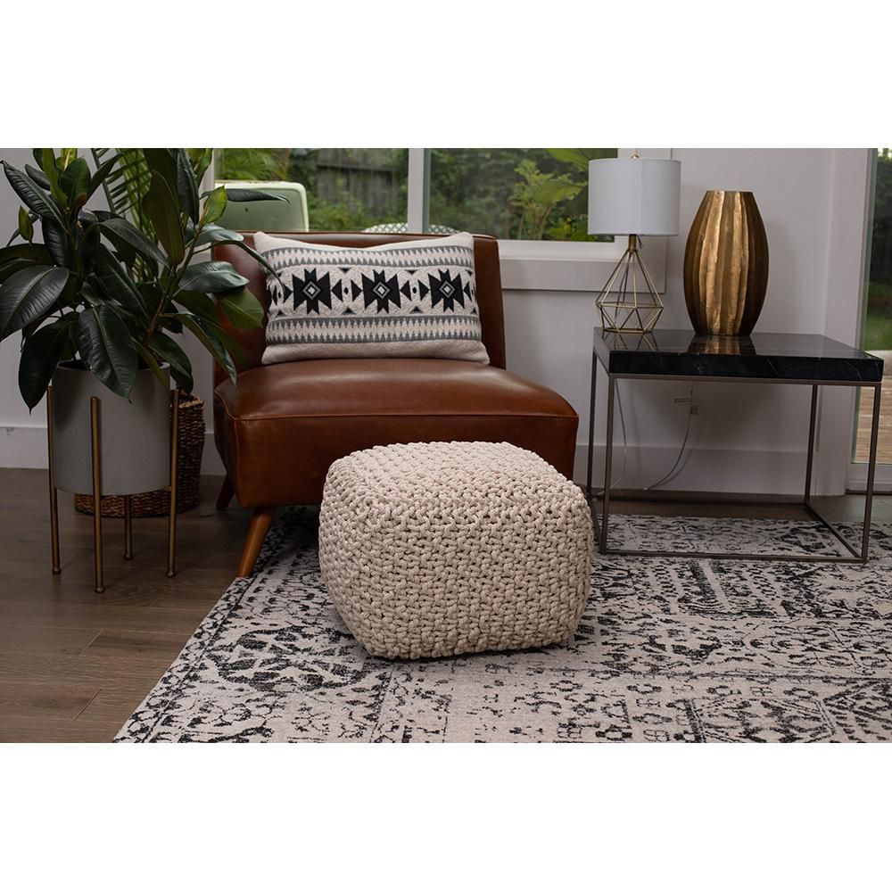 BirdRock Home Square Pouf Foot Stool Ottoman for Living Room & Bedroom - Natural | Target